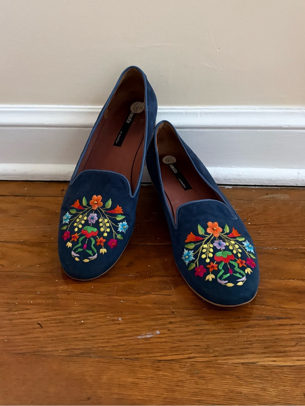 Miista Navy Loafers with Folk Embroidery • size 9.5 - Picture 3 of 4